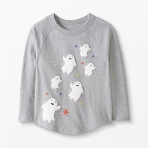 *EUC* Hanna Andersson / Halloween Ghost Sueded Jersey Tee / Gray, white / M (8)